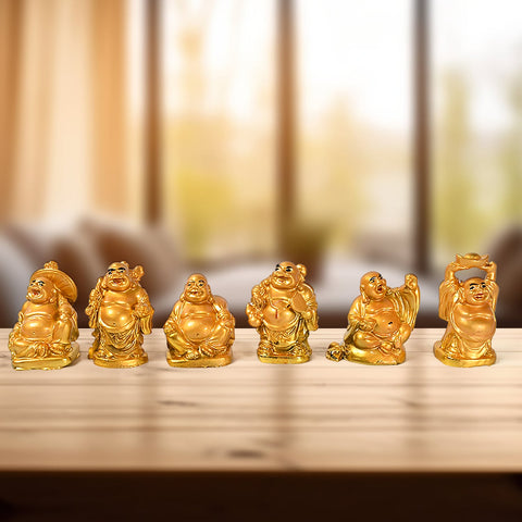 Golden Smiles: 6 Prosperity Buddha 6-Piece Collection