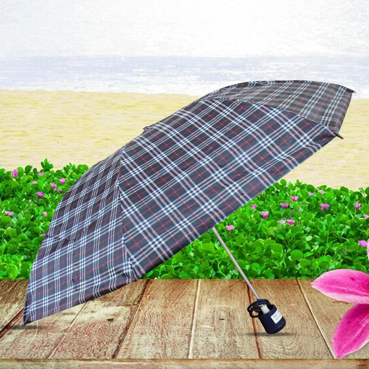 Classic 3 Fold Umbrella - Check