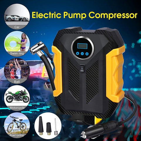 Car and bike tyre air compressor pump with portable design.