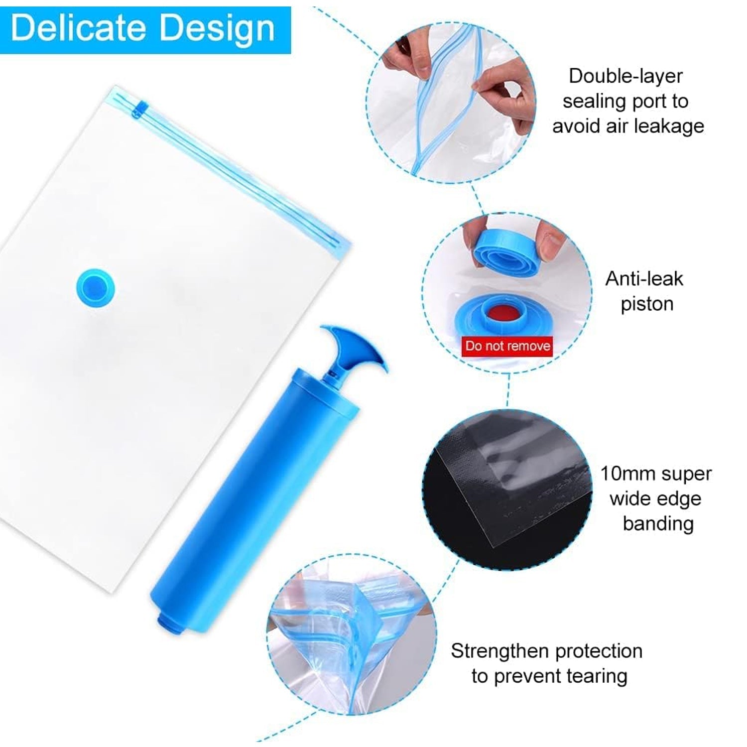 StorEase Smart Storage Vacuum Bag and Pump (Pack of 5)