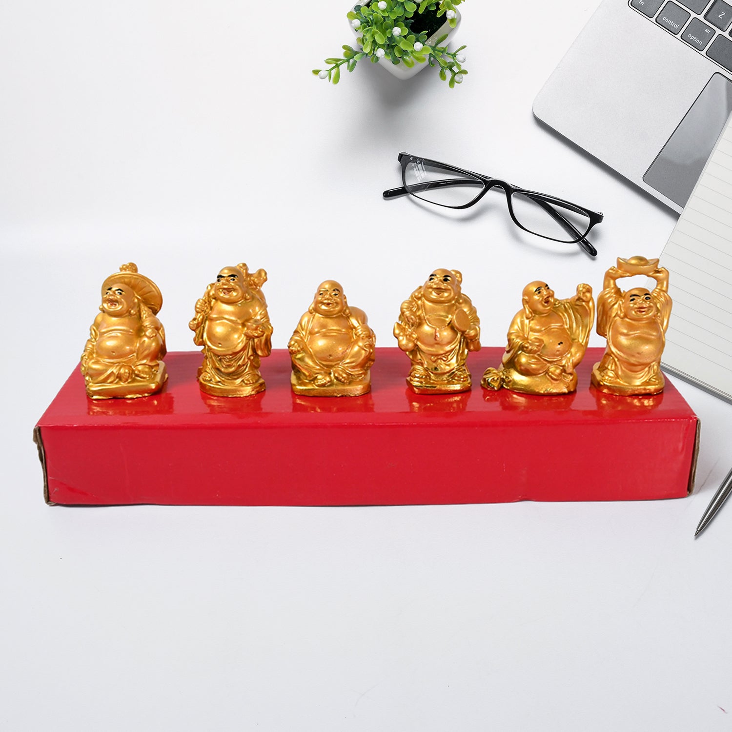 Golden Smiles: 6 Prosperity Buddha 6-Piece Collection