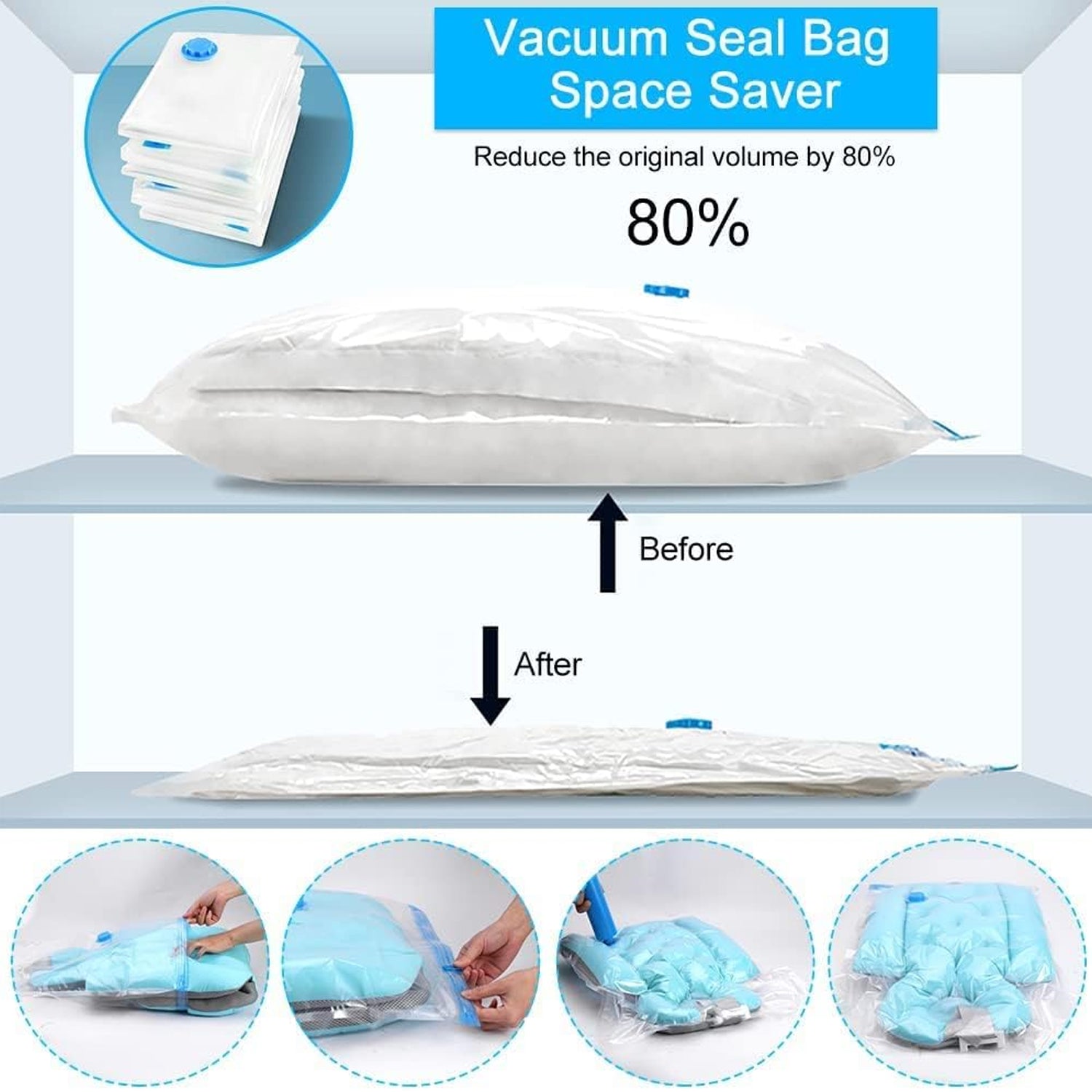 StorEase Smart Storage Vacuum Bag and Pump (Pack of 5)