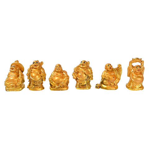 Golden Smiles: 6 Prosperity Buddha 6-Piece Collection