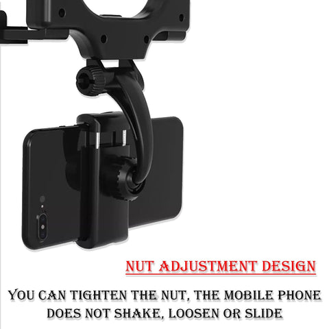 Rear view mirror mobile phone holder for universal fit and convenience