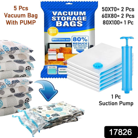 StorEase Smart Storage Vacuum Bag and Pump (Pack of 5)